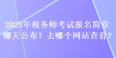 2023年税务师考试报名简章哪天公布？去哪个查看？