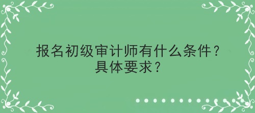 报名初级审计师有什么条件？具体要求？