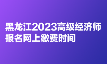 黑龙江2023年高级经济师报名网上缴费时间为5月6日-5月17日