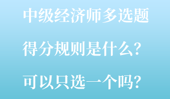 中级经济师多选题得分规则是什么？可以只选一个吗？