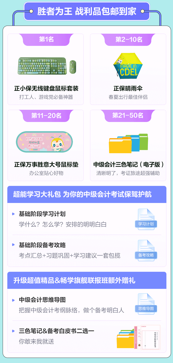 中级会计第一次月考奖品