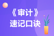 2023注册会计师《审计》速记口诀