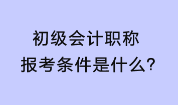 初级会计报考条件是什么