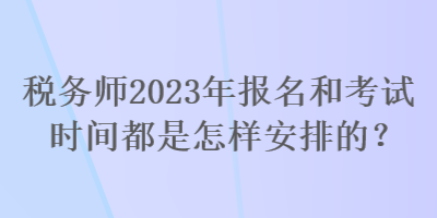 税务师2023年报名和考试时间都是怎样安排的？