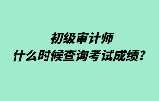 初级审计师什么时候查询考试成绩？