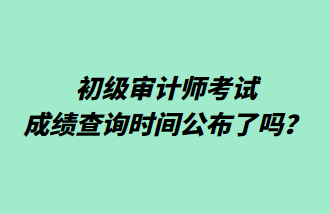 初级审计师考试成绩查询时间公布了吗？