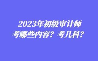 2023年初级审计师考哪些内容？考几科？