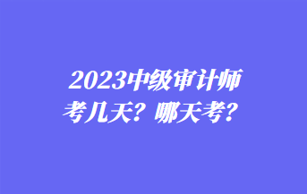 2023中级审计师考几天？哪天考？