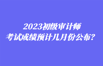 2023初级审计师考试成绩预计几月份公布？