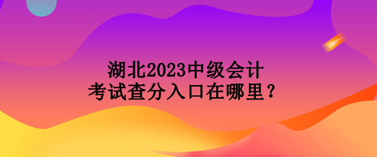 湖北2023中级会计考试查分入口在哪里？