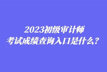 2023初级审计师考试成绩查询入口是什么？