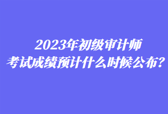 2023年初级审计师考试成绩预计什么时候公布？