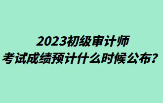 2023初级审计师考试成绩预计什么时候公布？