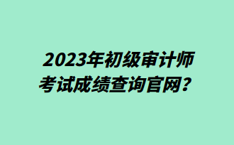 2023年初级审计师考试成绩查询官网？