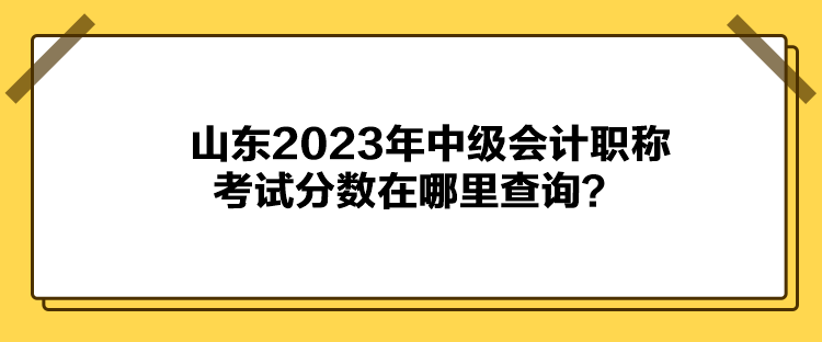 山东2023年中级会计职称考试分数在哪里查询？