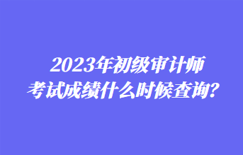 2023年初级审计师考试成绩什么时候查询？