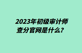 2023年初级审计师查分官网是什么？