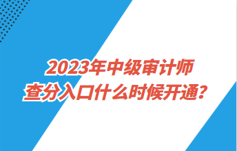 2023年中级审计师查分入口什么时候开通？