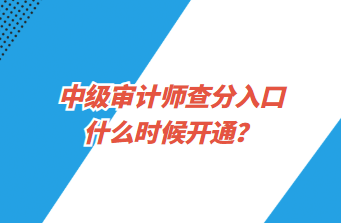 中级审计师查分入口什么时候开通？