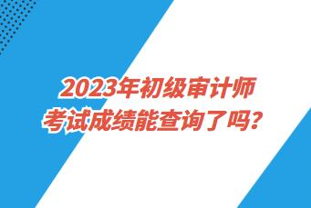 2023年初级审计师考试成绩能查询了吗？