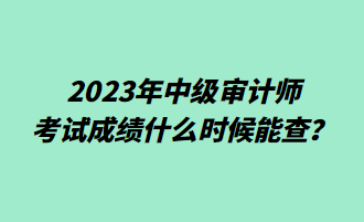 2023年中级审计师考试成绩什么时候能查？