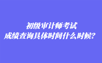 初级审计师考试成绩查询具体时间什么时候？