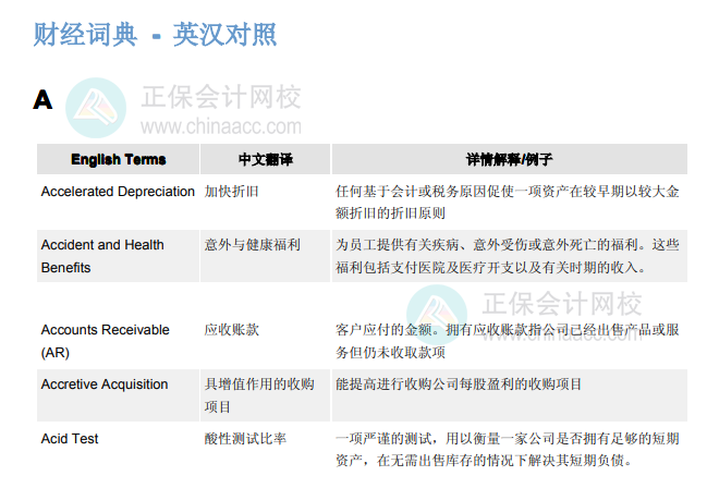 ACCA财经词典