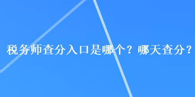 税务师查分入口及查分时间