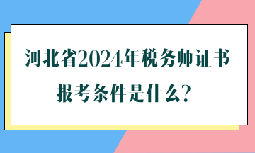 河北省2024年税务师证书报考条件是什么？