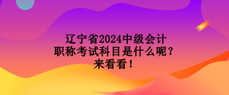 辽宁省2024中级会计职称考试科目是什么呢？来看看！