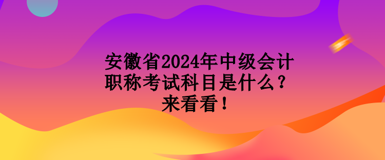 安徽省2024年中级会计职称考试科目是什么？来看看！