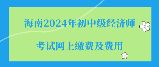 海南2024年初中级经济师考试网上缴费及费用