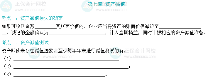 【默写本】2024中级会计实务填空记忆——资产减值