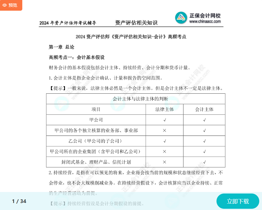 2024资产评估师考试58个《资产评估相关知识》高频考点