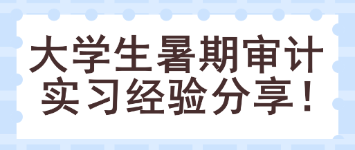 大学生暑期审计实习经验分享！