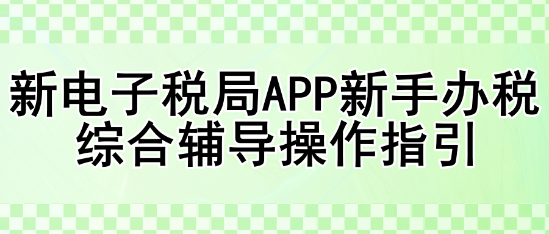 新电子税局APP新手办税综合辅导操作指引