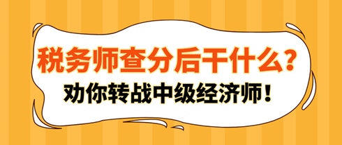 税务师查分后干什么？劝你转战中级经济师！