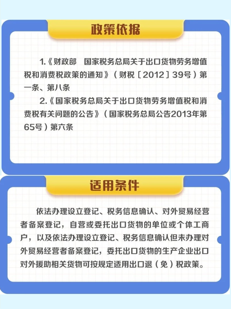 对外援助的出口货物退（免）税政策