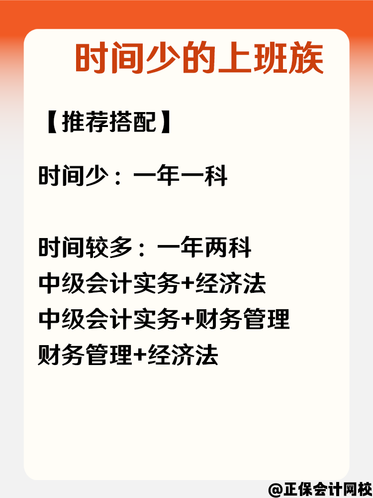 中级会计不同基础考生 如何搭配科目？