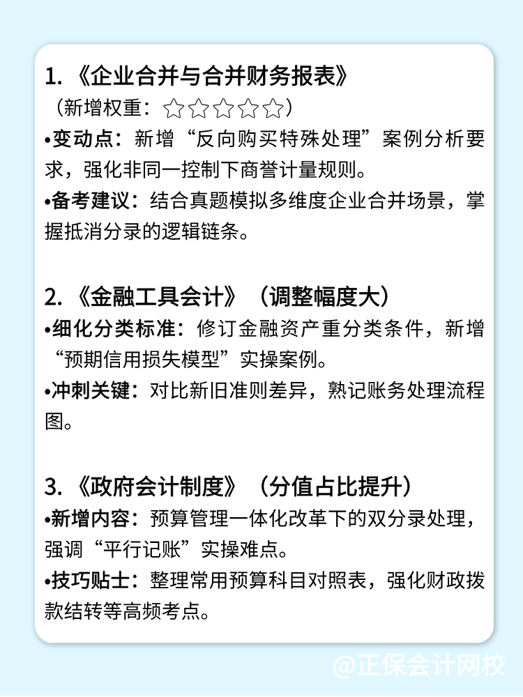 关注：2025高会备考重点章节！