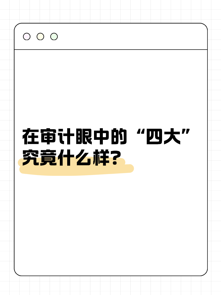 在审计眼中的“四大”究竟什么样？