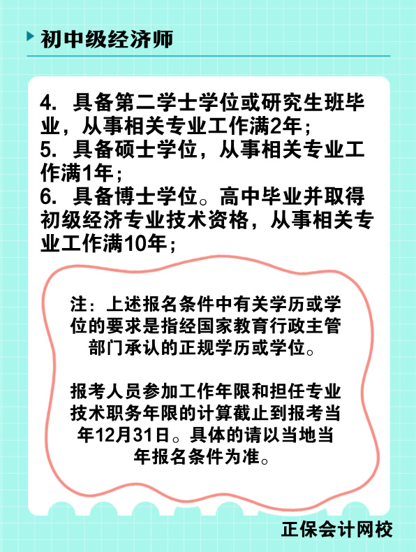 2025年初、中级经济师报名条件是什么？